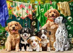 Galeria - zdjęcie nr. 2 - Puzzle 100 Puppies Laundry and Bird Antics B-111305