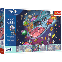 Puzzle 100  Rodzina Treflików Gonduś w rakiecie 16543