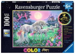 Puzzle 100 świecące - Jednorożce w blasku księżyca