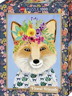 Puzzle 1000 Floral Friends, Lis z kwiatami na głow