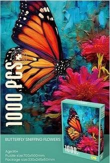 Puzzle 1000 motyl na kwiatach