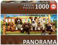 Puzzle 1000 Szczenięta na ławce panorama 110487