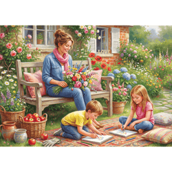 Galeria - zdjęcie nr. 2 - Puzzle 1000 Trefl Premium Plus Mother's Day Rodzina w ogrodzie 12144
