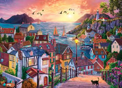 Galeria - zdjęcie nr. 2 - Puzzle 1000 Zachód słońca w nadmorskim miasteczku 113096