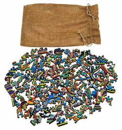 Galeria - zdjęcie nr. 2 - Puzzle 112 drewniane kolorowe Dwupłatowiec