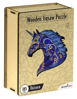 Puzzle 185 drewniane kolorowe Jednorożec