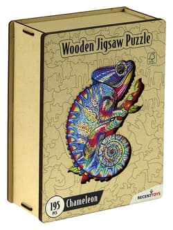 Puzzle 195 drewniane kolorowe Kameleon