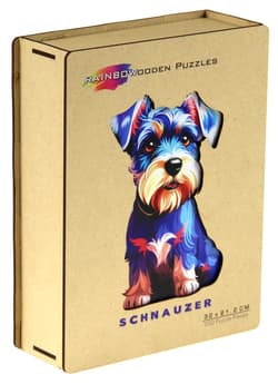 Puzzle 200 drewniane kolorowe Pies Sznaucer