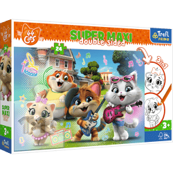 Puzzle 24 SUPER MAXI Radosne koty Rainbow 44 cats 41011