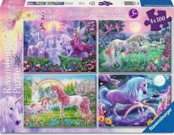 Puzzle 2D 4x100 Magiczne jednorożce