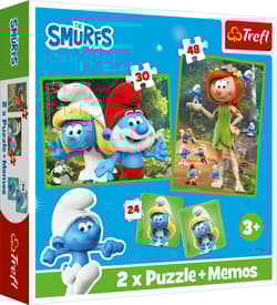 Puzzle 2w1 + memos Wesołe zabawy Smerfów  93656