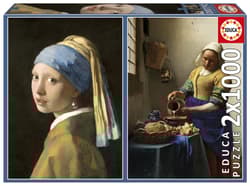 Puzzle 2x1000 Dziewczyna z perłą  Mleczarka Johannes Vermeer 113433