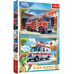 Puzzle 2x24 Wóz strażacki i karetka TREFL
