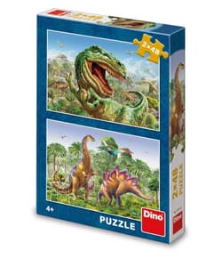 Puzzle 2x48 Walczące Dinozaury