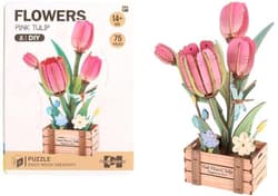Puzzle 3D drewniane kwiaty tulipany