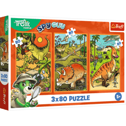 Puzzle 3x80 Trefliki w świecie dinozaurów 34888