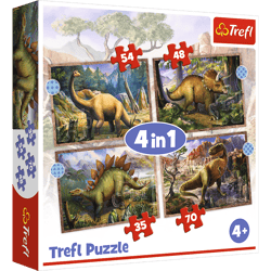 Puzzle 4w1 (35,48,54,70) Ciekawe Dinozaury 34383