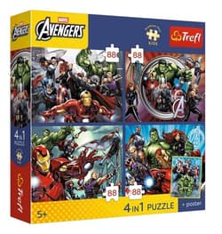 Puzzle 4w1 Avengers + plakat TREFL