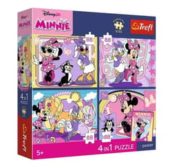 Puzzle 4w1 Disney Minnie + plakat TREFL