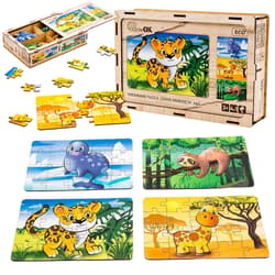Galeria - zdjęcie nr. 2 - Puzzle 4w1 drewniane Dzikie zwierzęta