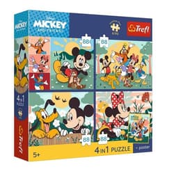 Puzzle 4w1 Mickey and Friends + plakat TREFL