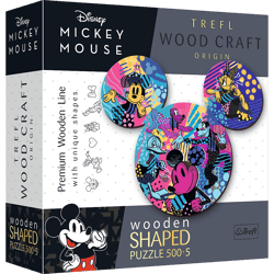 Puzzle 500+5 drewniane konturowe  Kolorowa Myszka Mickey 20168