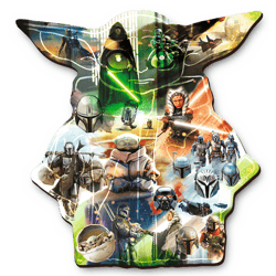Galeria - zdjęcie nr. 2 - Puzzle 500+5 Puzzle Drewniane konturowe Tajemniczy Grogu  Star Wars The Mandalorian