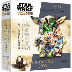 Puzzle 500+5 Puzzle Drewniane konturowe Tajemniczy Grogu  Star Wars The Mandalorian