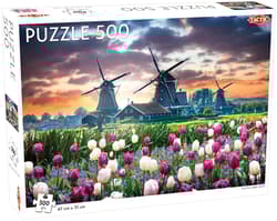 Puzzle 500 Landscape Old Mills and Tulips