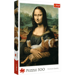 Puzzle 500 Mona Lisa i kot mruczek 37294