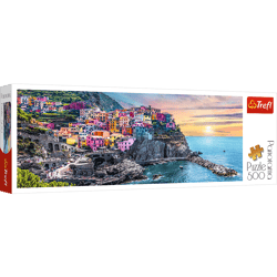 Puzzle 500 panoramiczne Vernazza o zachodzie słońca Włochy 29516