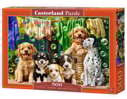 Puzzle 500 Puppies Laundry and Bird Antics B-54152