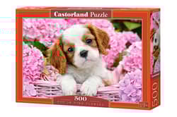Puzzle 500 Szczenię w różowych kwiatach B-52233