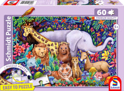 Puzzle 60 PQ Kolorowy świat zwierząt 114364