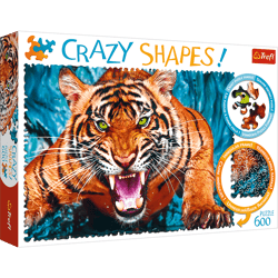 Puzzle 600 Crazy Shapes Oko w oko z tygrysem 11110