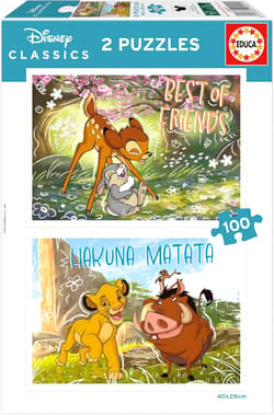 Puzzle Bambi & Król Lew 2 x 100 el 114077