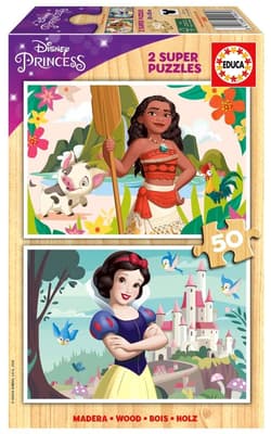 Puzzle drewniane 2x50 Vaiana Królewna Śnieżka