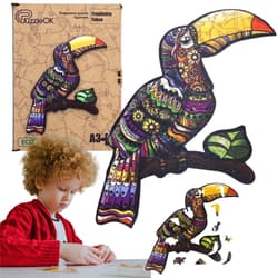 Puzzle drewniane eko 127 Tropikalny tukan A3