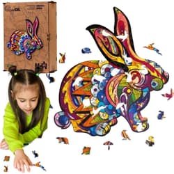 Puzzle drewniane eko 60 Puszysty królik A4