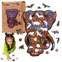 Puzzle drewniane eko 68 Słoń indyjski A4