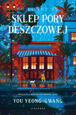 Sklep pory deszczowej ilustrowane krawędzie biało-czarne