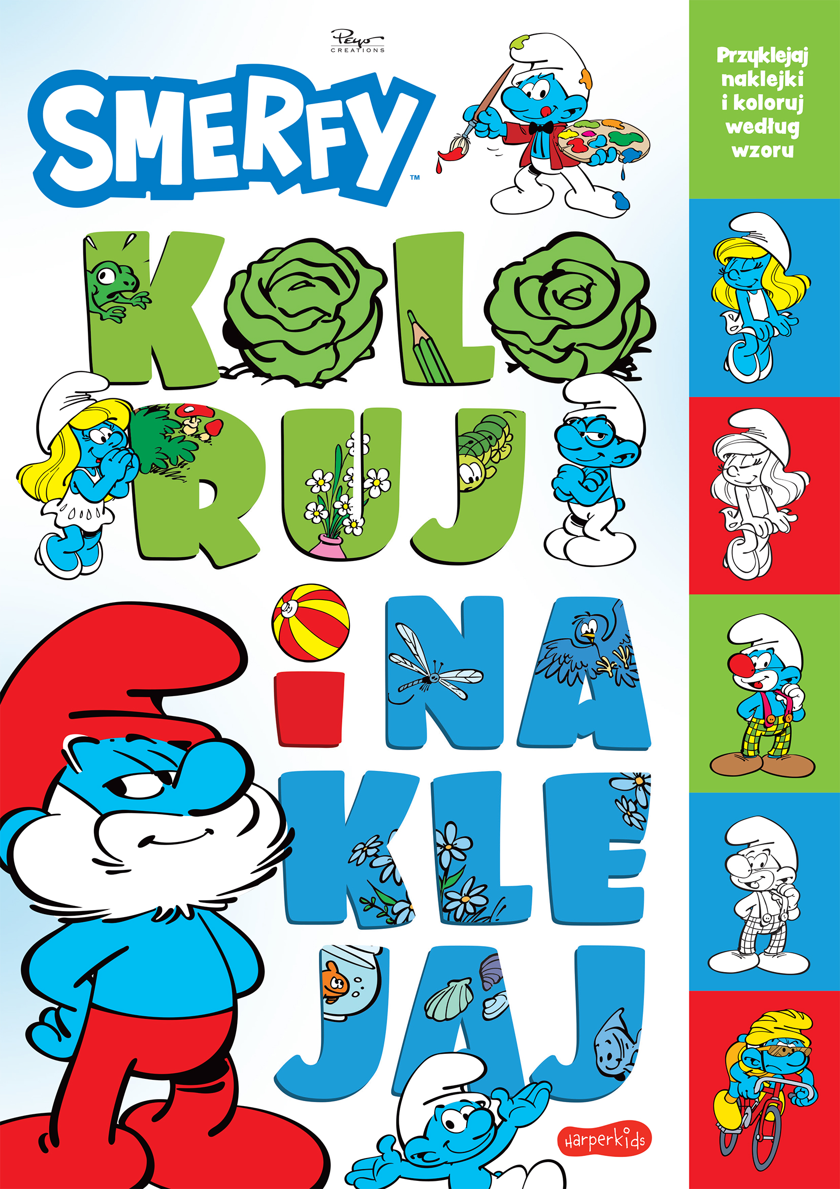 Smerfy. Koloruj i naklejaj - Opracowanie Zbiorowe