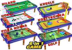 Stół do Gry Piłkarzyki 6w1 Bilard Hokej Soccer