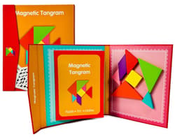 Tangram Magnetyczne Klocki do układania figur na okładce+ książeczka z szablonami