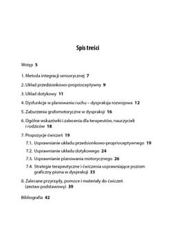 Galeria - zdjęcie nr. 3 - Terapia integracji sensorycznej  zeszyt 1 ćwiczenia usprawniające bazowe układy zmysłowe i korygujące zaburzenia planowania motorycznego