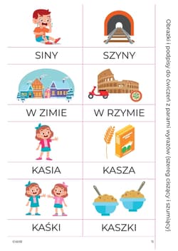 Galeria - zdjęcie nr. 5 - Trzy szeregi ćwiczenia słuchu fonemowego dla dzieci w wieku 4-9 lat szereg syczący szumiący i ciszący