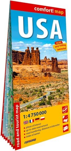 USA laminowana mapa samochodowo-turystyczna 1:4 750 000