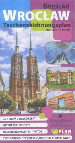 Wrocław Breslau Taschenzeichnungsplan. Rysunkowy plan kieszonkowy (wersja niemiecka) 1:16 500 - Opracowanie Zbiorowe