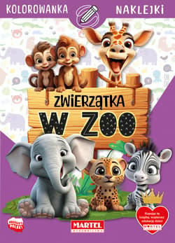 Zwierzątka w zoo. Kolorowanka z naklejkami