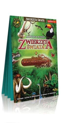 Zwierzęta świata i Świat Prehistoryczny mapa dla dzieci PL XXL laminat - Opracowanie Zbiorowe